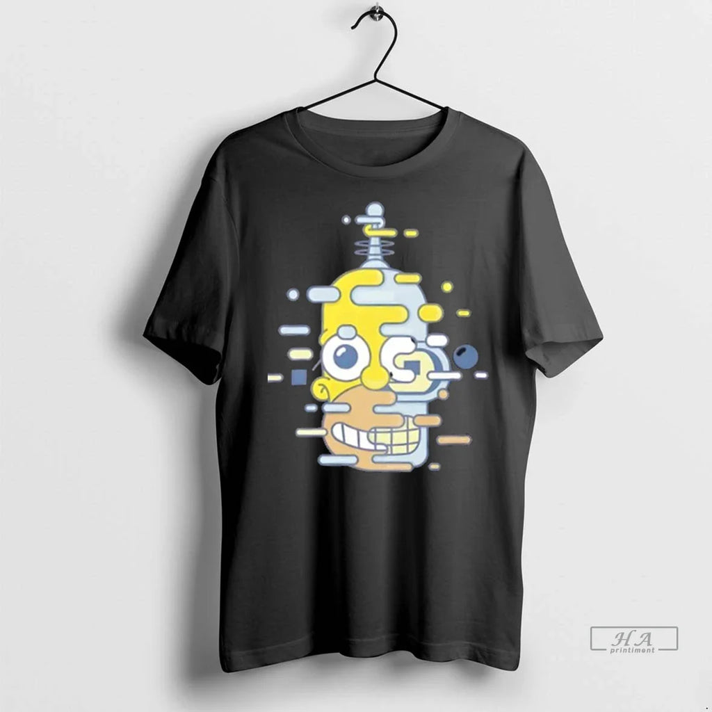 Trendy Cartoon Mashup Robot Glitch Art Shirt Sweater