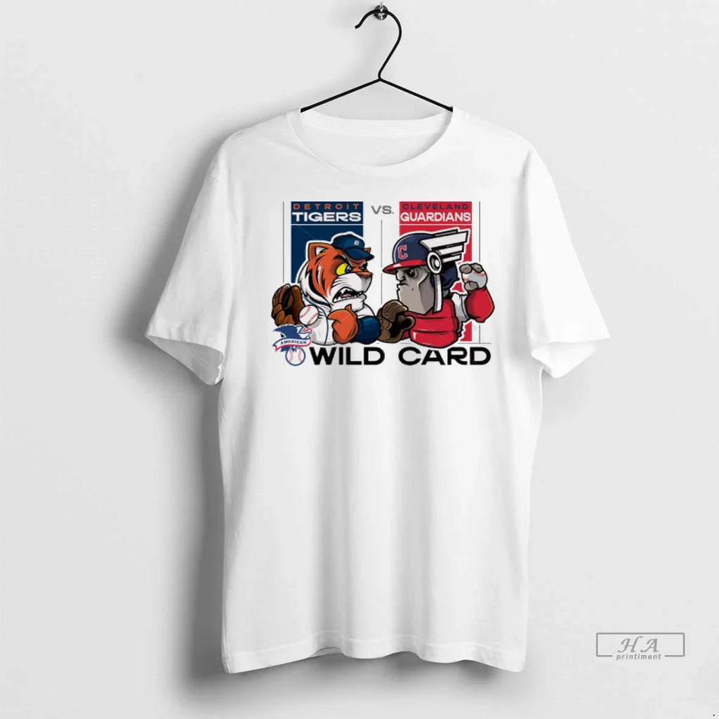 Trendy Detroit Tigers Vs Cleveland Guardians 2025 Mlb American League Wild Card Mascots Graphic