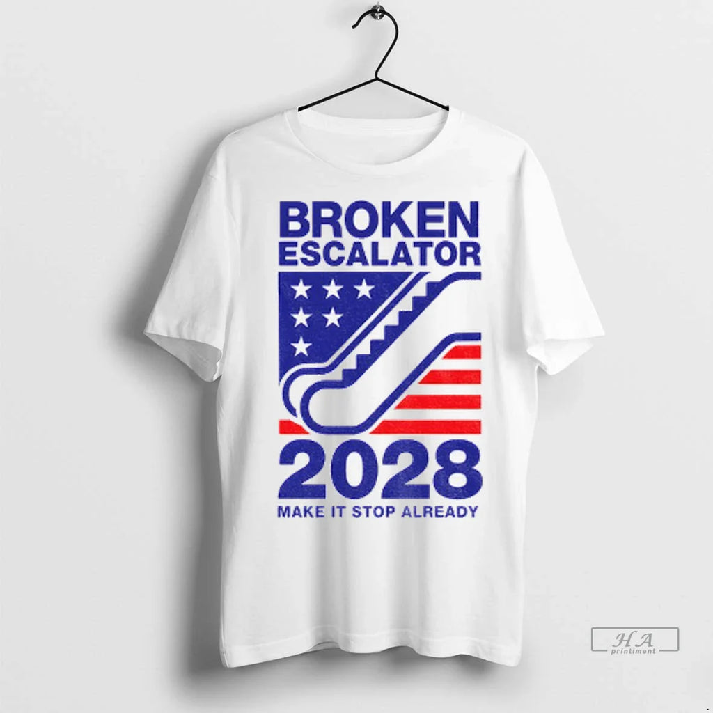 Trendy Officials Broken Escalator 2028 Make It Stop Already Shirt Sweater