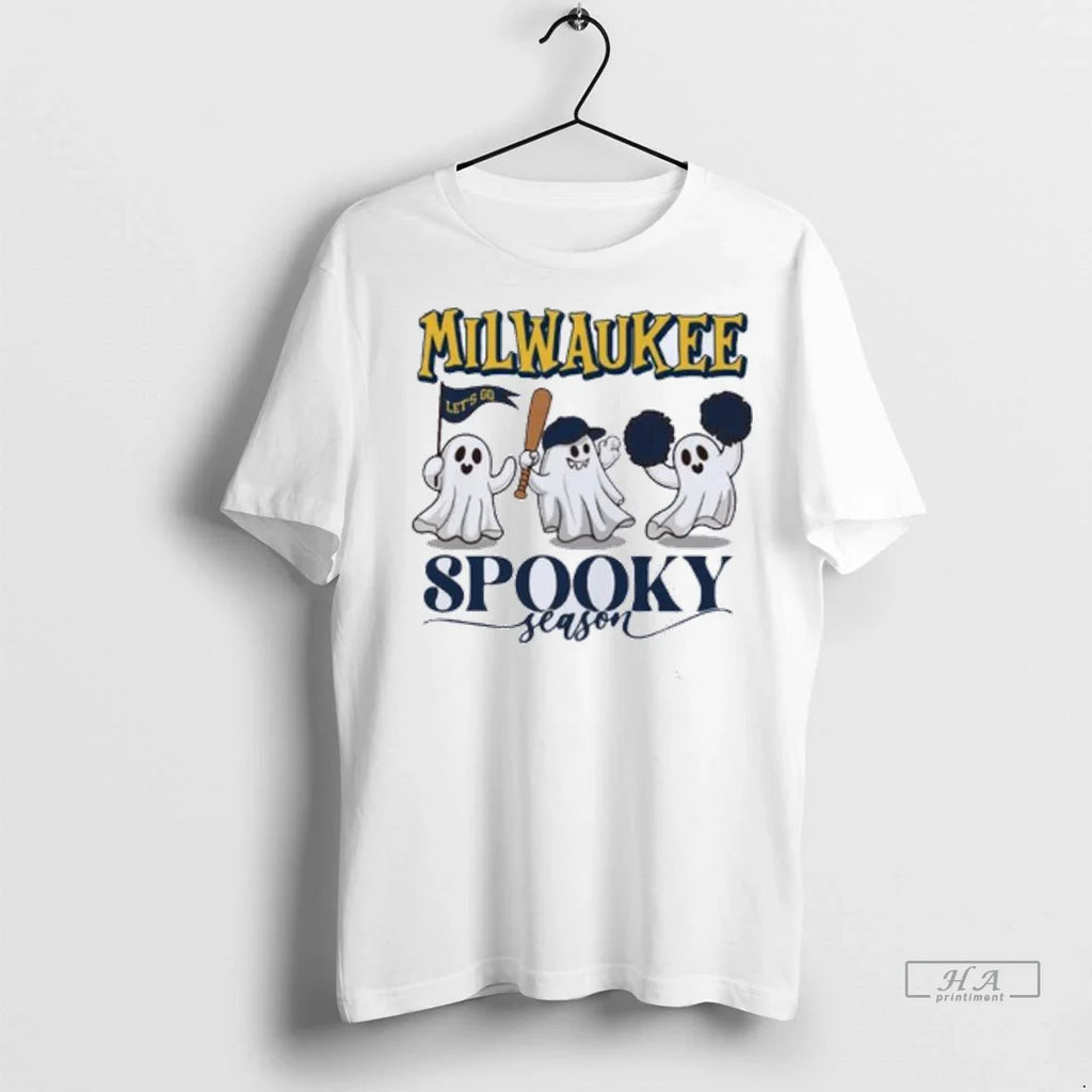 Trendy Officials Milwaukee Brewers Ghost Baseball Spooky Season Halloween Mlb Wild Card Shirt Sweater