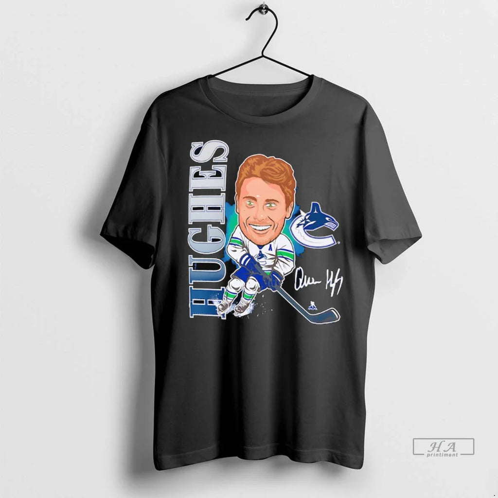 Trendy Officials Quinn Hughes Vancouver Canucks Hockey Caricature Player Signature Shirt Sweater