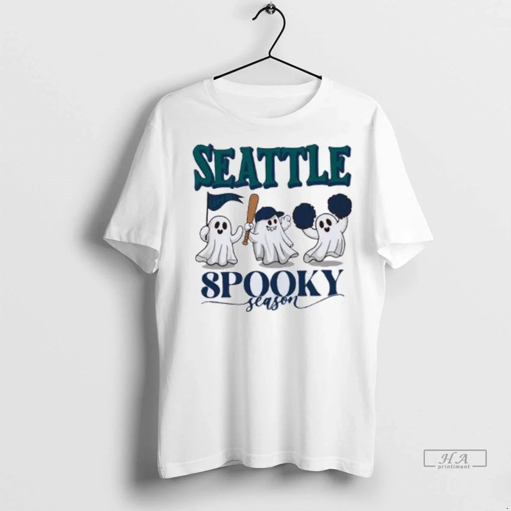 Trendy Officials Seattle Mariners Ghost Baseball Spooky Season Halloween Mlb Wild Card Shirt Sweater