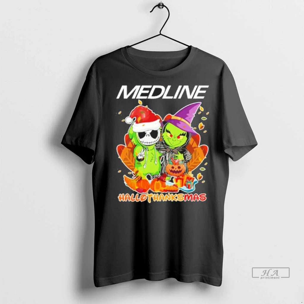 Trendy Officials The Grinch And Santa Jack Medline Logo Hallothanksmas Shirt Sweater