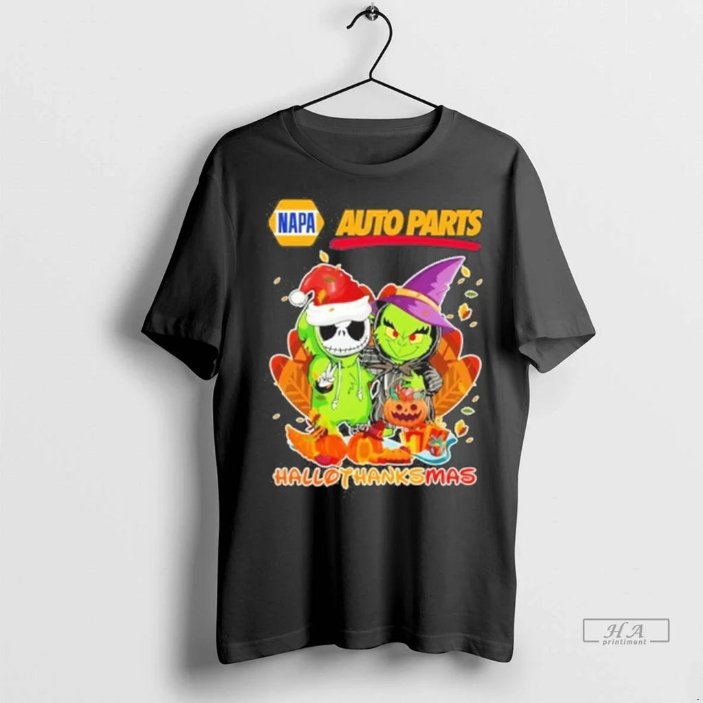 Trendy Officials The Grinch And Santa Jack Napa Auto Parts Logo Hallothanksmas Shirt Sweater