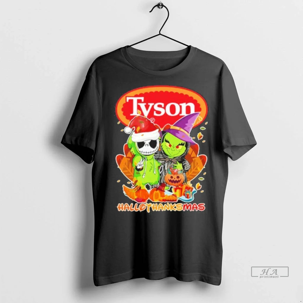 Trendy Officials The Grinch And Santa Jack Tyson Logo Hallothanksmas Shirt Sweater