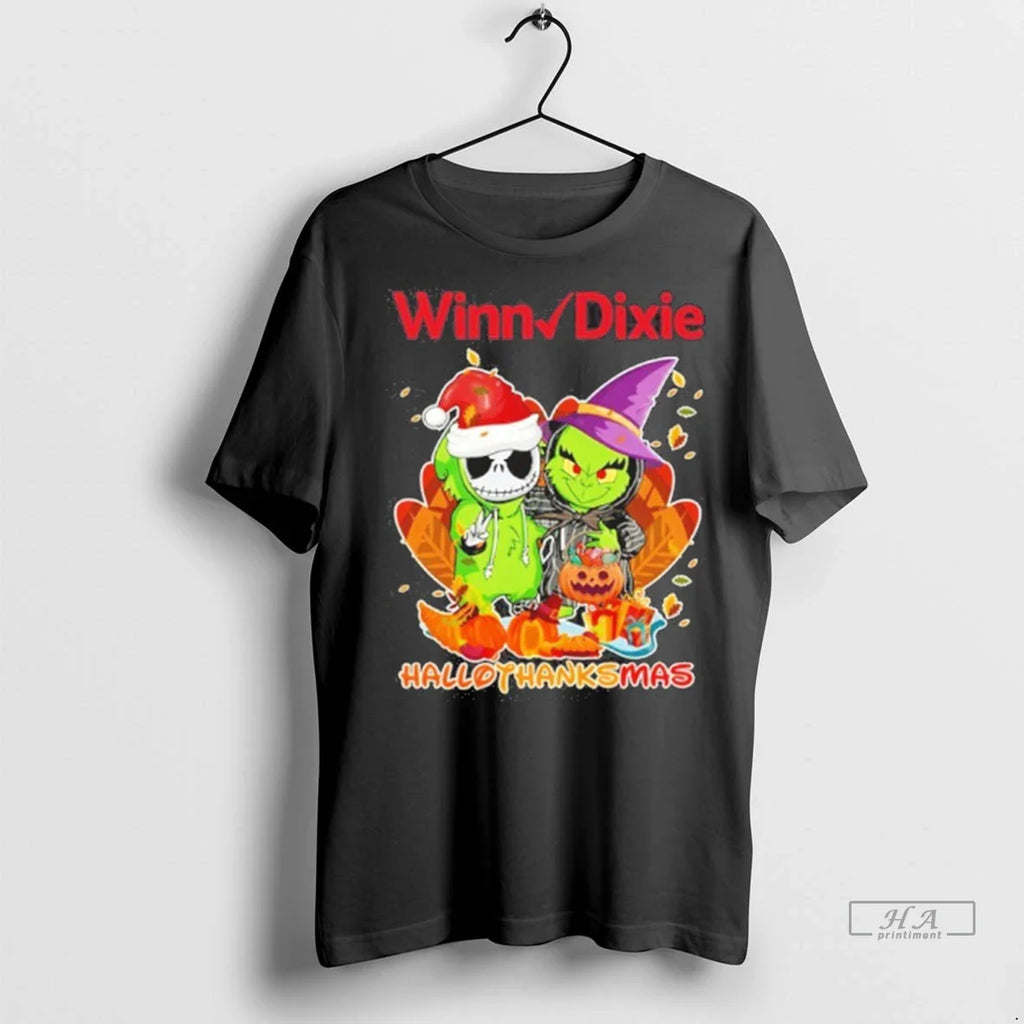 Trendy Officials The Grinch And Santa Jack Winn Dixie Logo Hallothanksmas Shirt Sweater