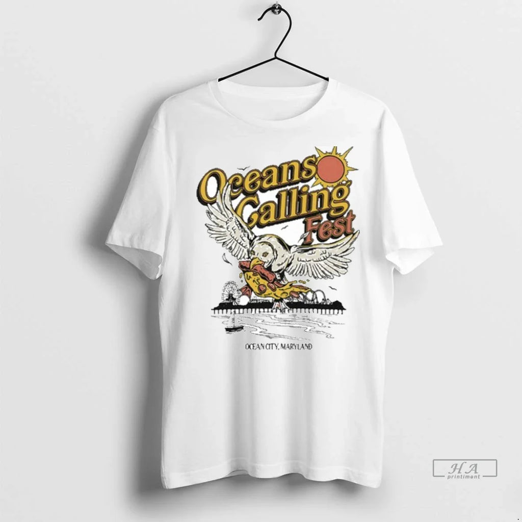 Trendy Oceans Calling Festival Ocean City Maryland Seagull Pizza Bird Shirt Sweater