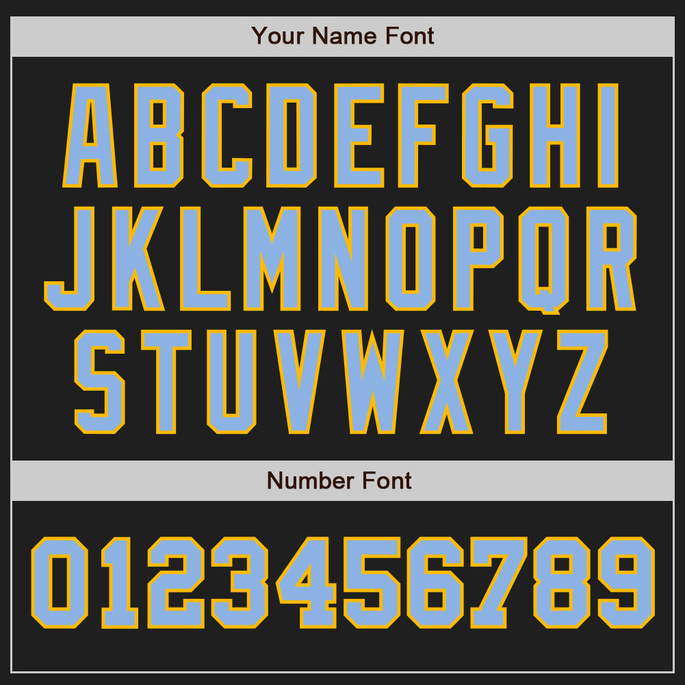 Custom Black Light Blue-Gold Authentic Two Tone Baseball Jersey