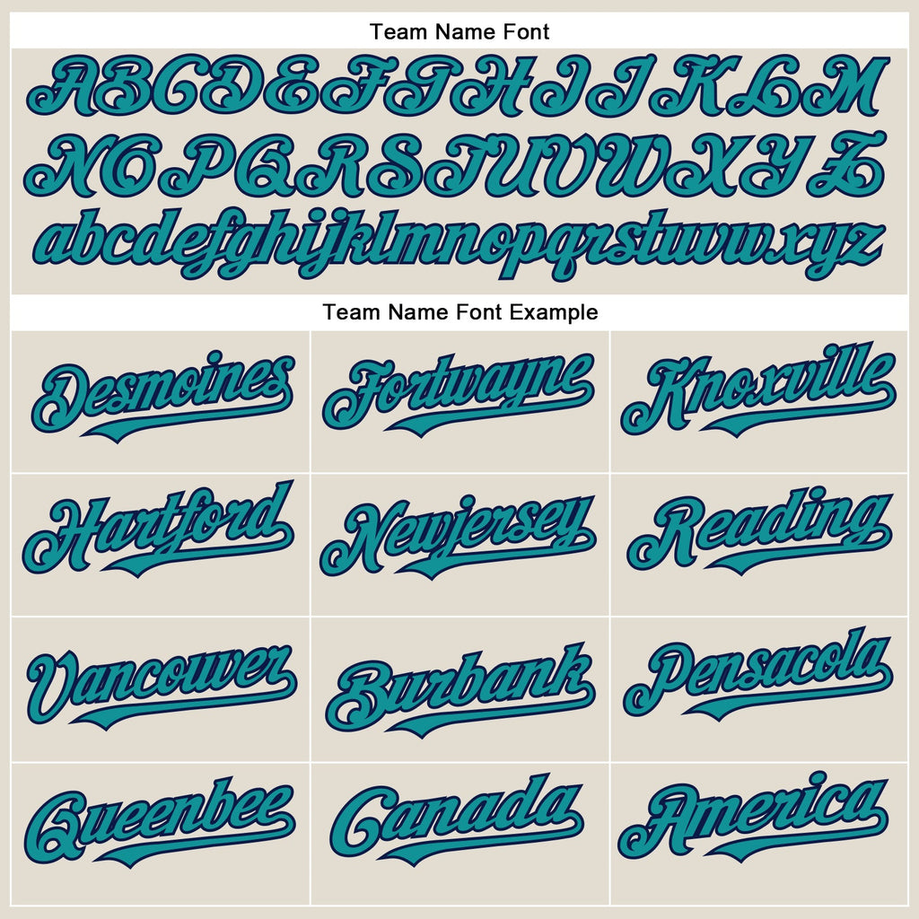 Custom Cream Teal Navy-Red Authentic Two Tone Baseball Jersey