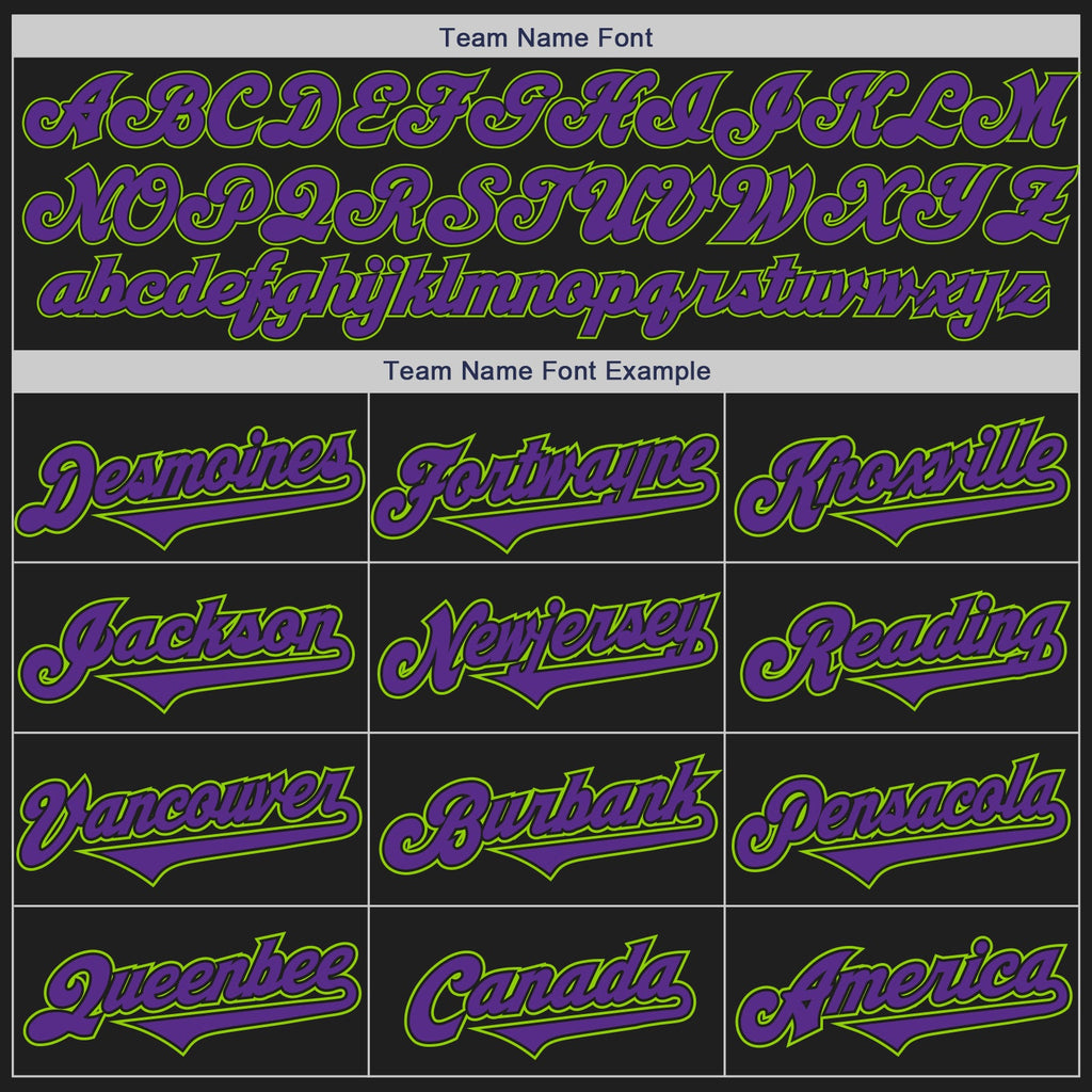 Custom Black Purple-Neon Green Authentic Two Tone Baseball Jersey
