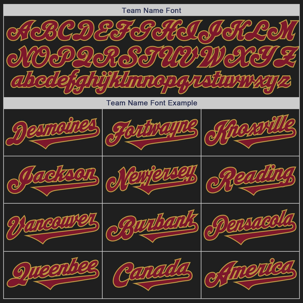 Custom Black Crimson-Old Gold Authentic Two Tone Baseball Jersey