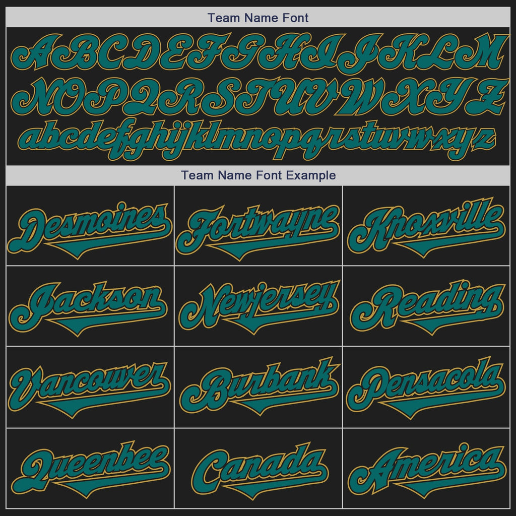 Custom Black Teal-Old Gold Authentic Two Tone Baseball Jersey