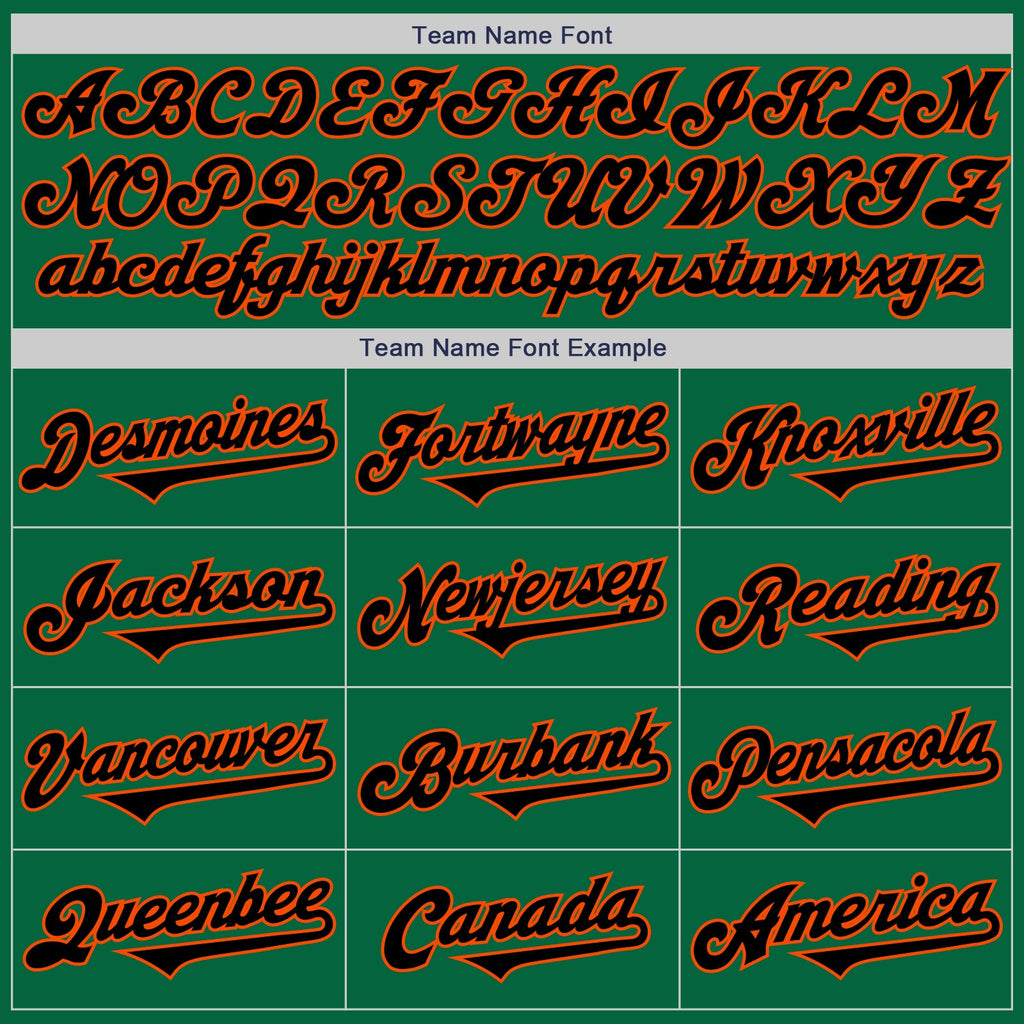 Custom Kelly Green Black-Orange Authentic Two Tone Baseball Jersey