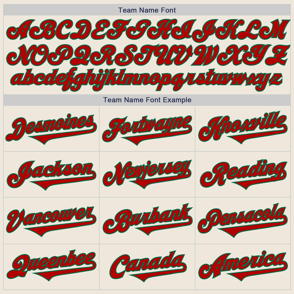 Custom Cream Red-Kelly Green Authentic Two Tone Baseball Jersey