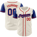 Custom Cream Royal-Red Authentic Two Tone Baseball Jersey
