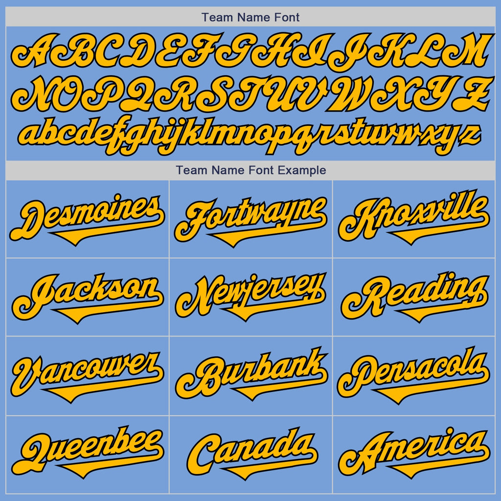 Custom Light Blue Gold-Black Authentic Two Tone Baseball Jersey