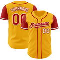 Custom Gold Red-White Authentic Two Tone Baseball Jersey