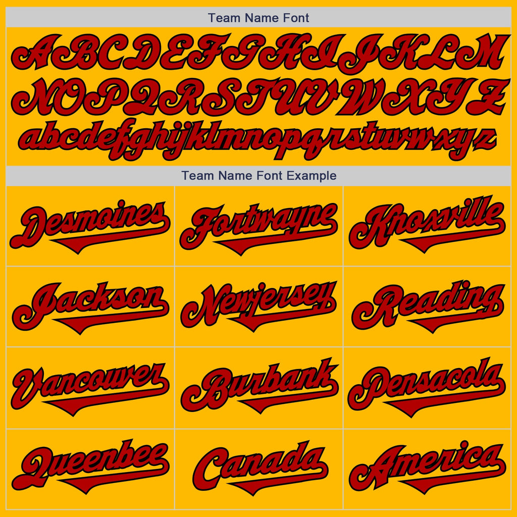 Custom Gold Red-Black Authentic Two Tone Baseball Jersey