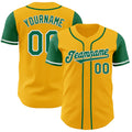 Custom Gold Kelly Green-White Authentic Two Tone Baseball Jersey