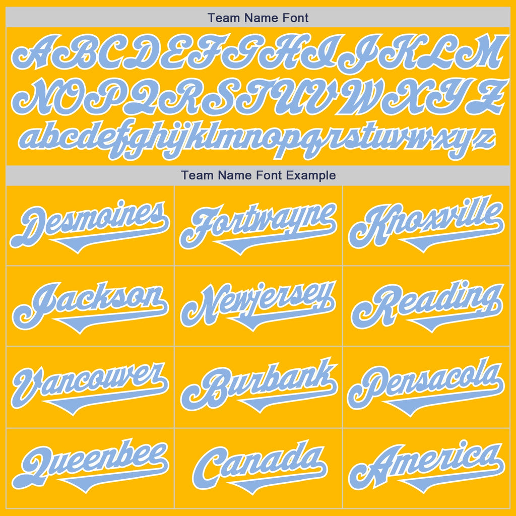Custom Gold Light Blue-White Authentic Two Tone Baseball Jersey