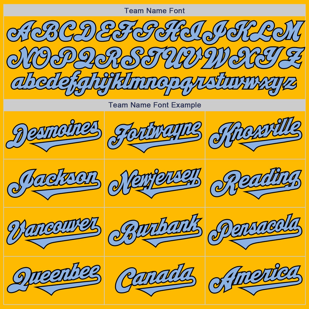 Custom Gold Light Blue-Black Authentic Two Tone Baseball Jersey