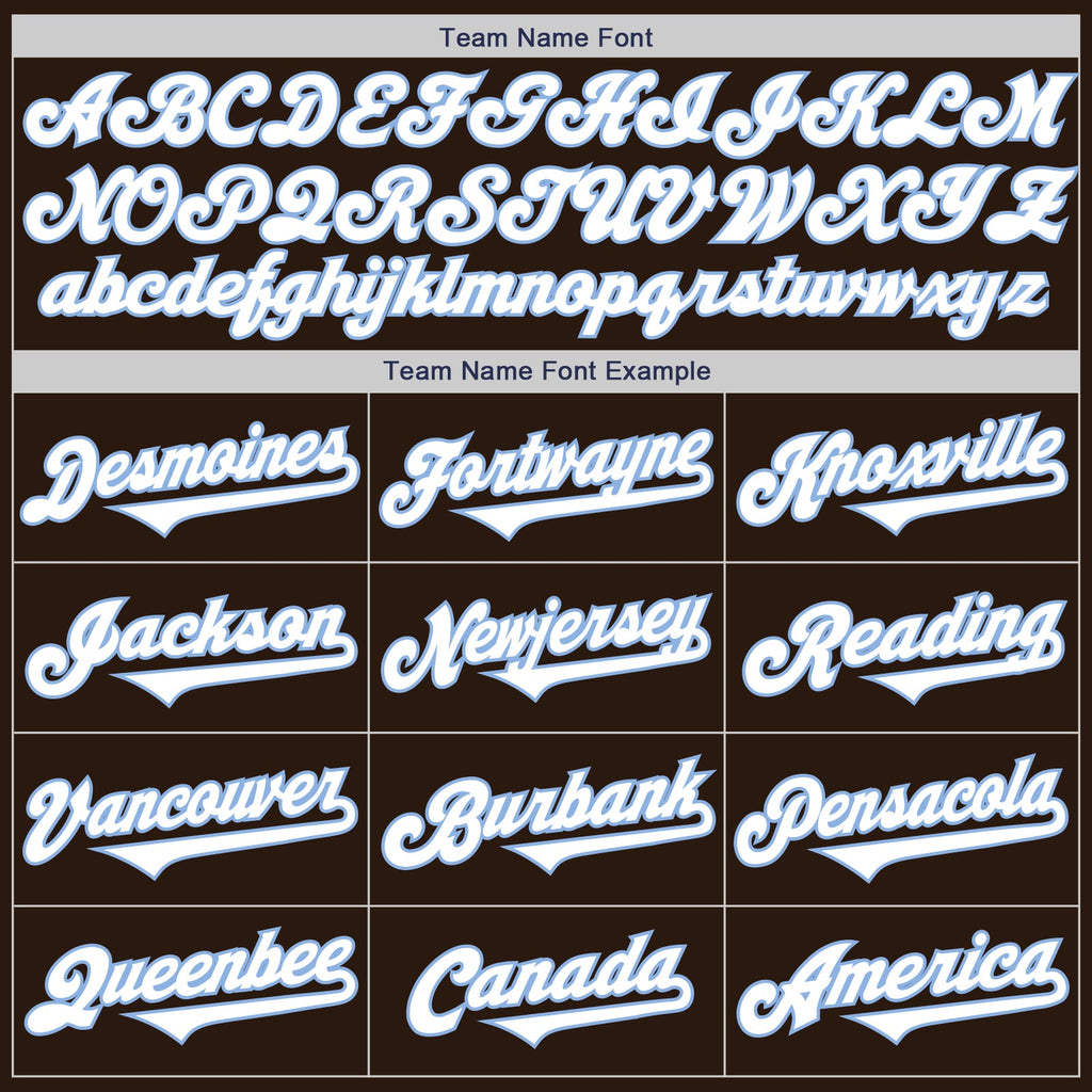 Custom Brown White-Light Blue Authentic Two Tone Baseball Jersey