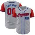 Custom Gray Red-Royal Authentic Two Tone Baseball Jersey