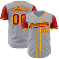 Custom Gray Red-Gold Authentic Two Tone Baseball Jersey