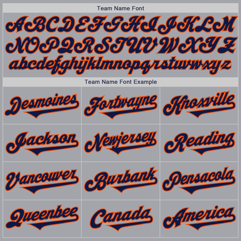 Custom Gray Navy-Orange Authentic Two Tone Baseball Jersey