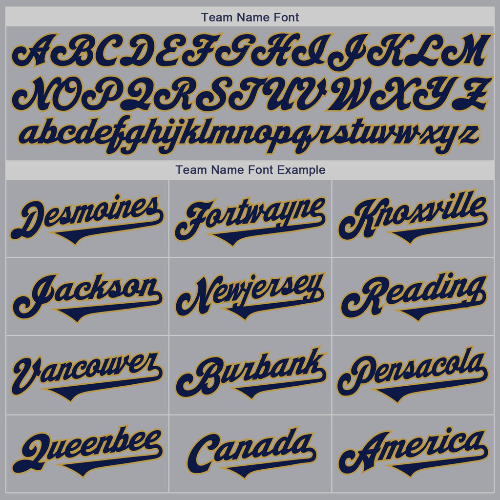 Custom Gray Navy-Old Gold Authentic Two Tone Baseball Jersey