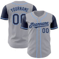 Custom Gray Navy-Light Blue Authentic Two Tone Baseball Jersey