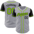 Custom Gray Neon Green-Black Authentic Two Tone Baseball Jersey