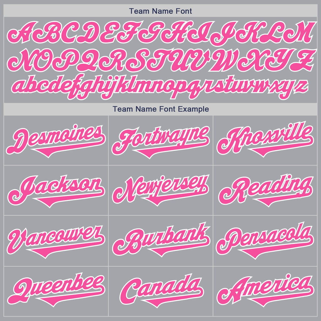 Custom Gray Pink-White Authentic Two Tone Baseball Jersey