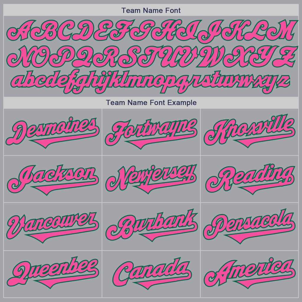 Custom Gray Pink-Kelly Green Authentic Two Tone Baseball Jersey