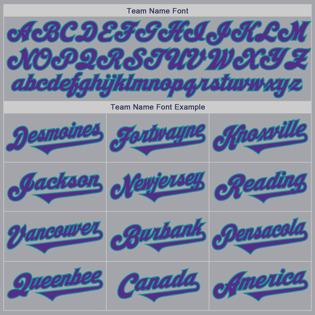 Custom Gray Purple-Teal Authentic Two Tone Baseball Jersey