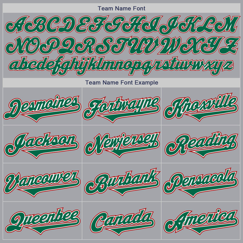Custom Gray Kelly Green-Red Authentic Two Tone Baseball Jersey