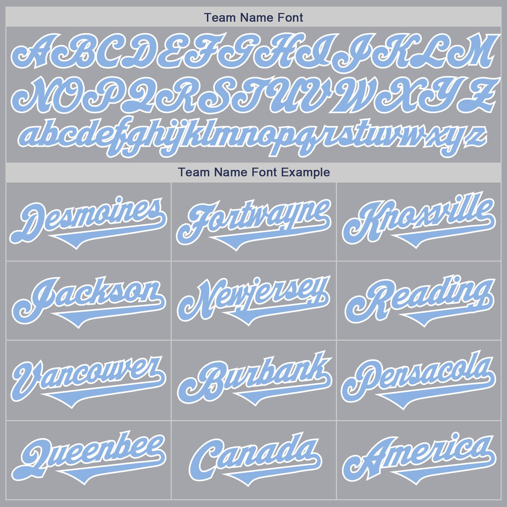 Custom Gray Light Blue-White Authentic Two Tone Baseball Jersey
