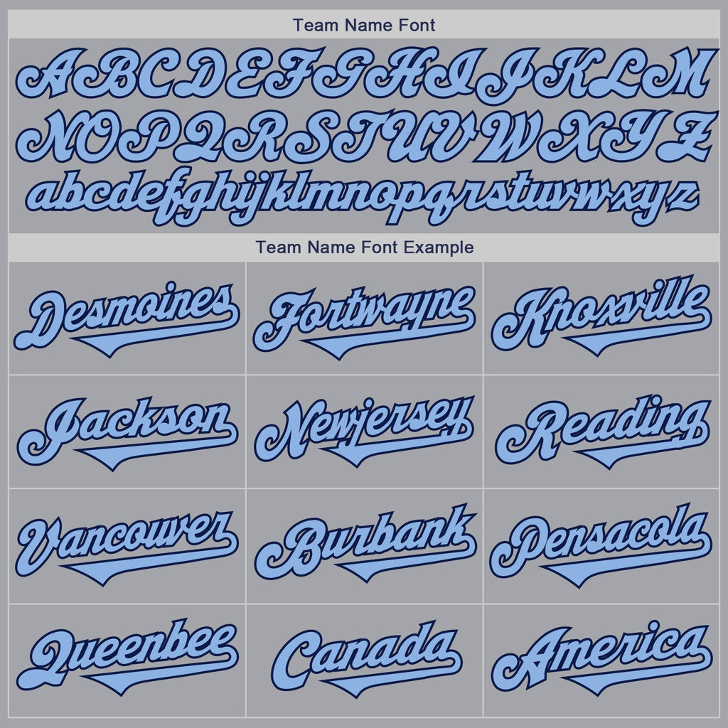 Custom Gray Light Blue-Navy Authentic Two Tone Baseball Jersey