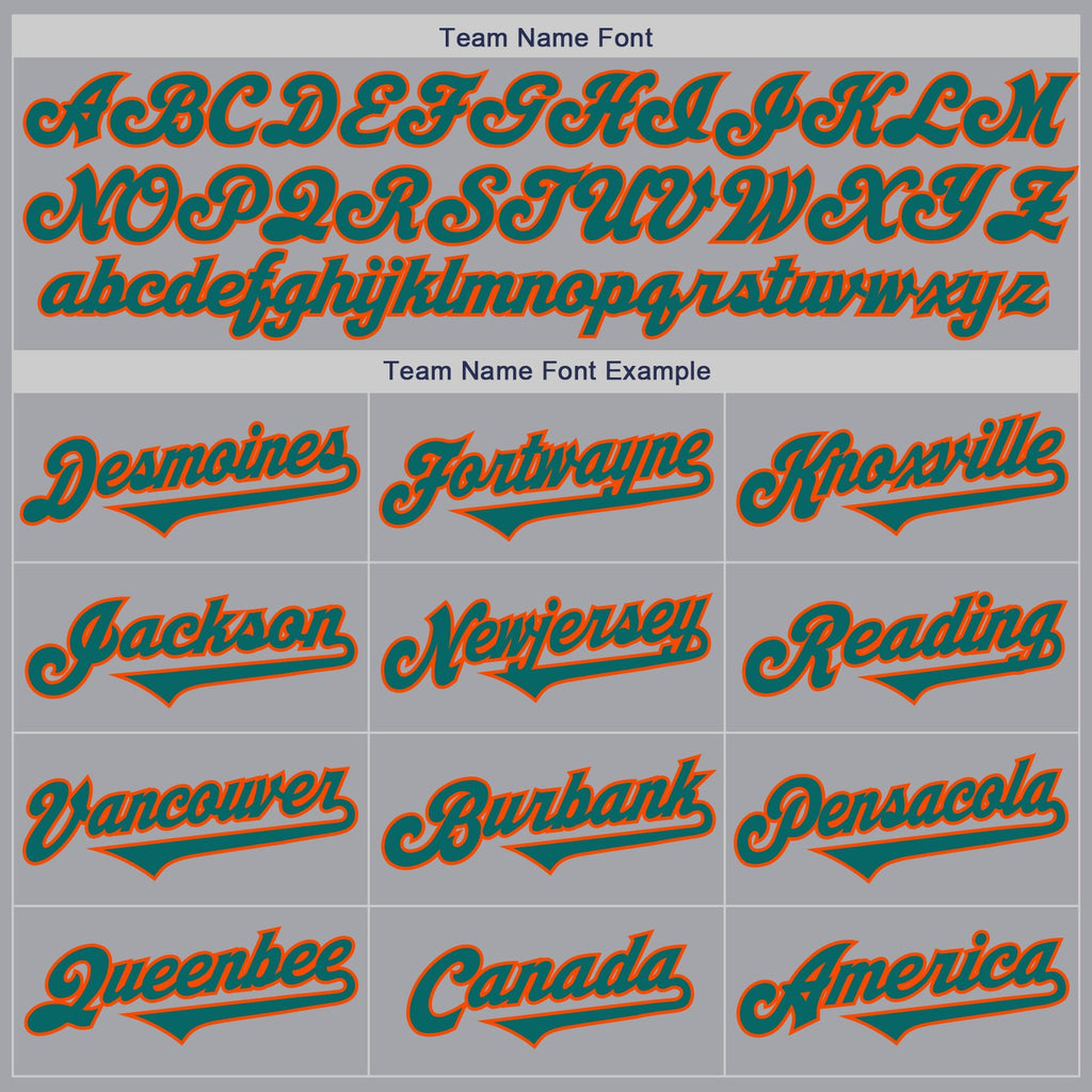 Custom Gray Teal-Orange Authentic Two Tone Baseball Jersey