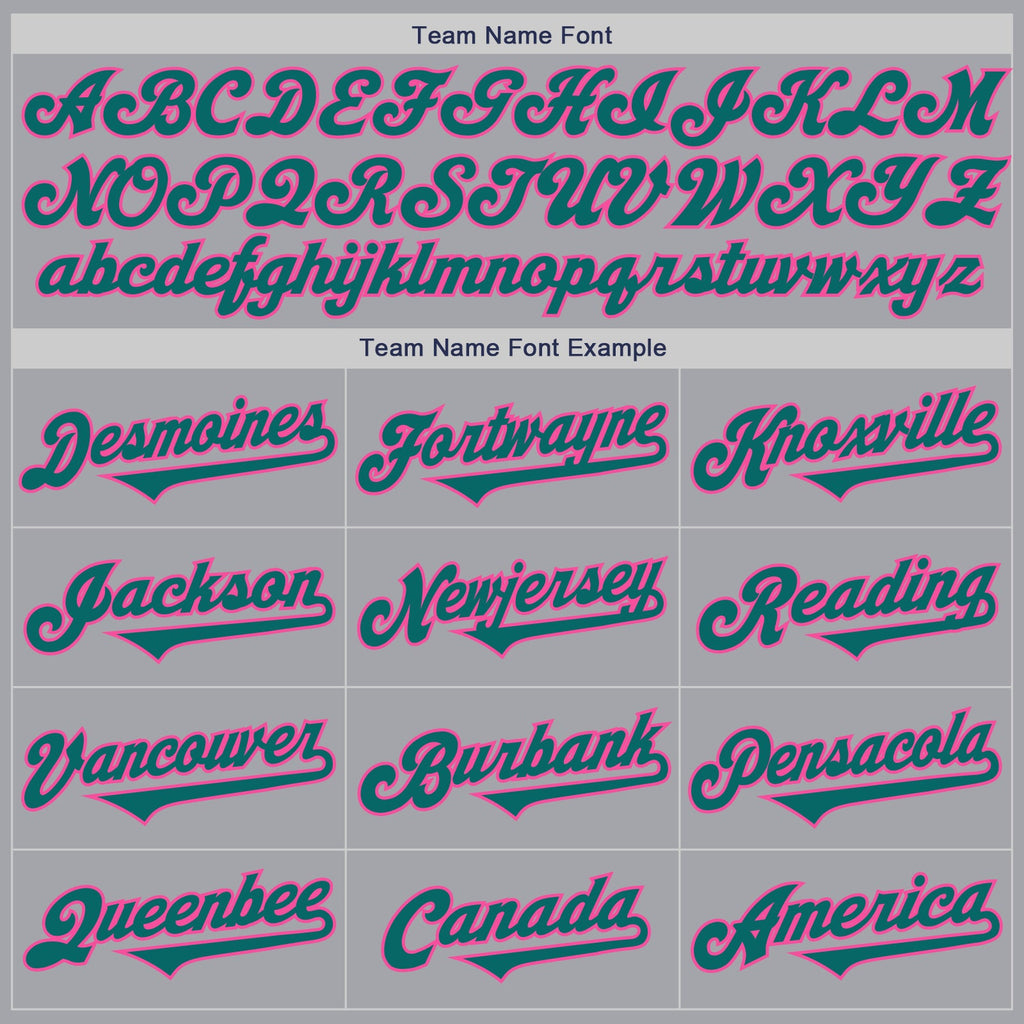 Custom Gray Teal-Pink Authentic Two Tone Baseball Jersey