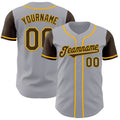 Custom Gray Brown-Gold Authentic Two Tone Baseball Jersey
