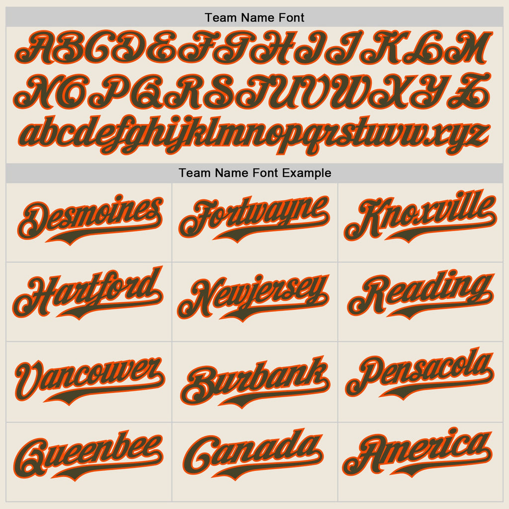 Custom Cream Olive Pinstripe Orange Authentic Two Tone Baseball Jersey