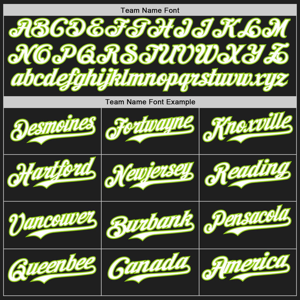 Custom Black Neon Green Pinstripe White Authentic Two Tone Baseball Jersey