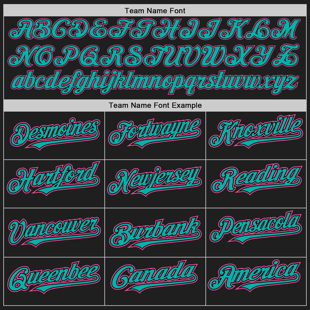 Custom Black Aqua Pinstripe Pink Authentic Two Tone Baseball Jersey