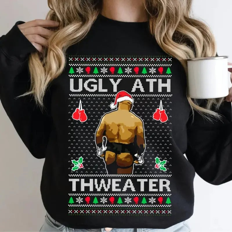 Ugly Ath Merry Chrithmith Mike Tyson Butt Viral Ugly Ass Boxing Fight Meme Shirt Funny Ugly T-Shirts