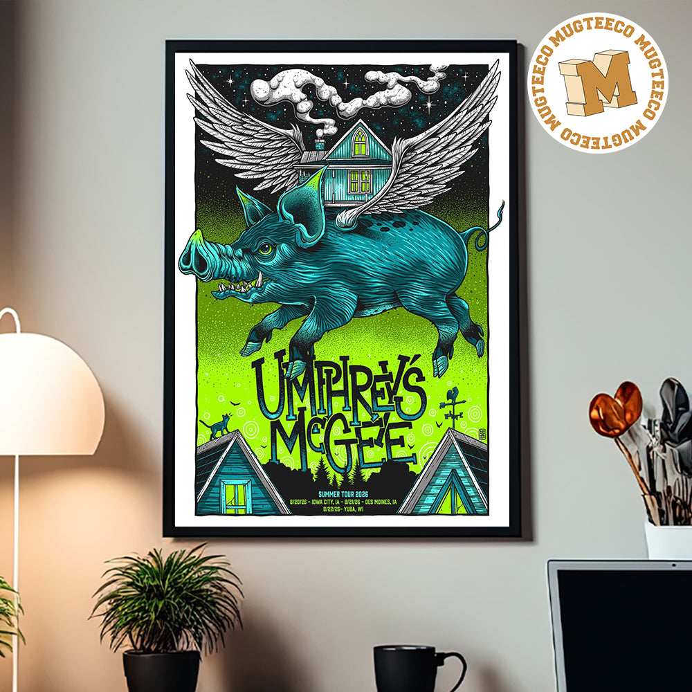 Umphreys McGee Iowa Des Moines IA And Yuba WI Summer Tour 2026 Event Poster At The Englert Theatre Wooly Night 3 Driftless Music Gardens On August 20 21 And 22 2026 Home Decor Poster Canvas