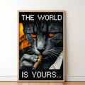 Unframed World Is Yours Cat Poster Scarface Cat Movie Wall Art Movie Lovers Funny Cat Friends Animal Poster T-Shirts