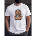 Vibrant Capybara Casual Round Neck Comfortable Fit Simplistic Soft Fabric Everyday Gamers Animal Lovers Made USA T-Shirts