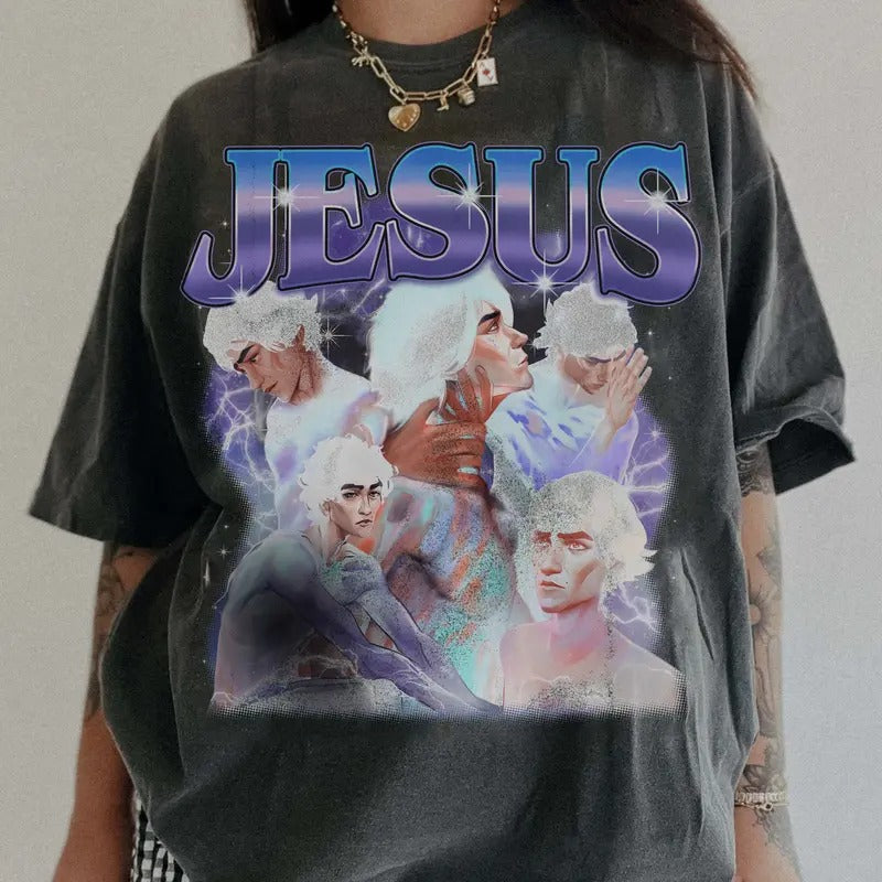 Viktok Arcane Jesus Comfort Colors Y2K 90s Retro Celebrity Crush Movies Bootleg Fit Cotton Top T-Shirts