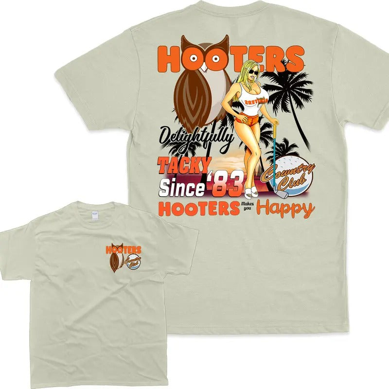 Vintage 90s Hooters Country Club Eco Friendly Cotton Blend Womenswear T-Shirts